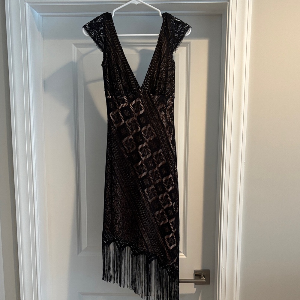 Moda International Black Asymmetrical Lace Dress